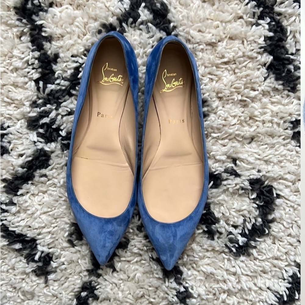 Christian Louboutin Blue Flats with Pointed Toe Design